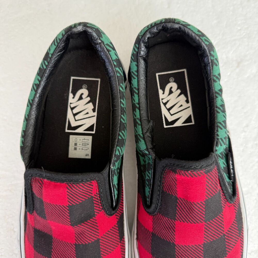 Size 7 - Vans Classic Buffalo Mix Red Green Blue Skate Shoes Women's - Picture 4 of 10